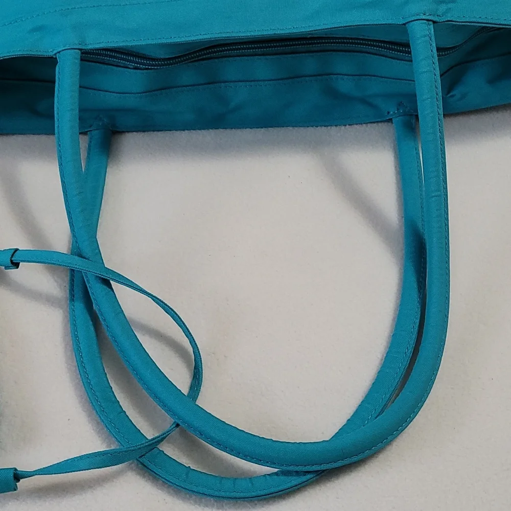 NEW Large Canvas Beach Tote Bag Butterfly Summer Living Turquoise Blue 2pc set
